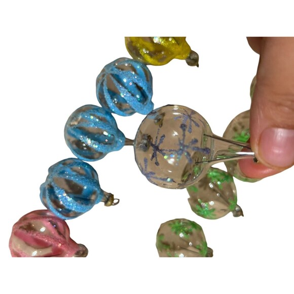 Pier 1 Italy Mini Clear Curated Glass Christmas Ornaments Glitter Lot of 21 - Picture 6 of 10